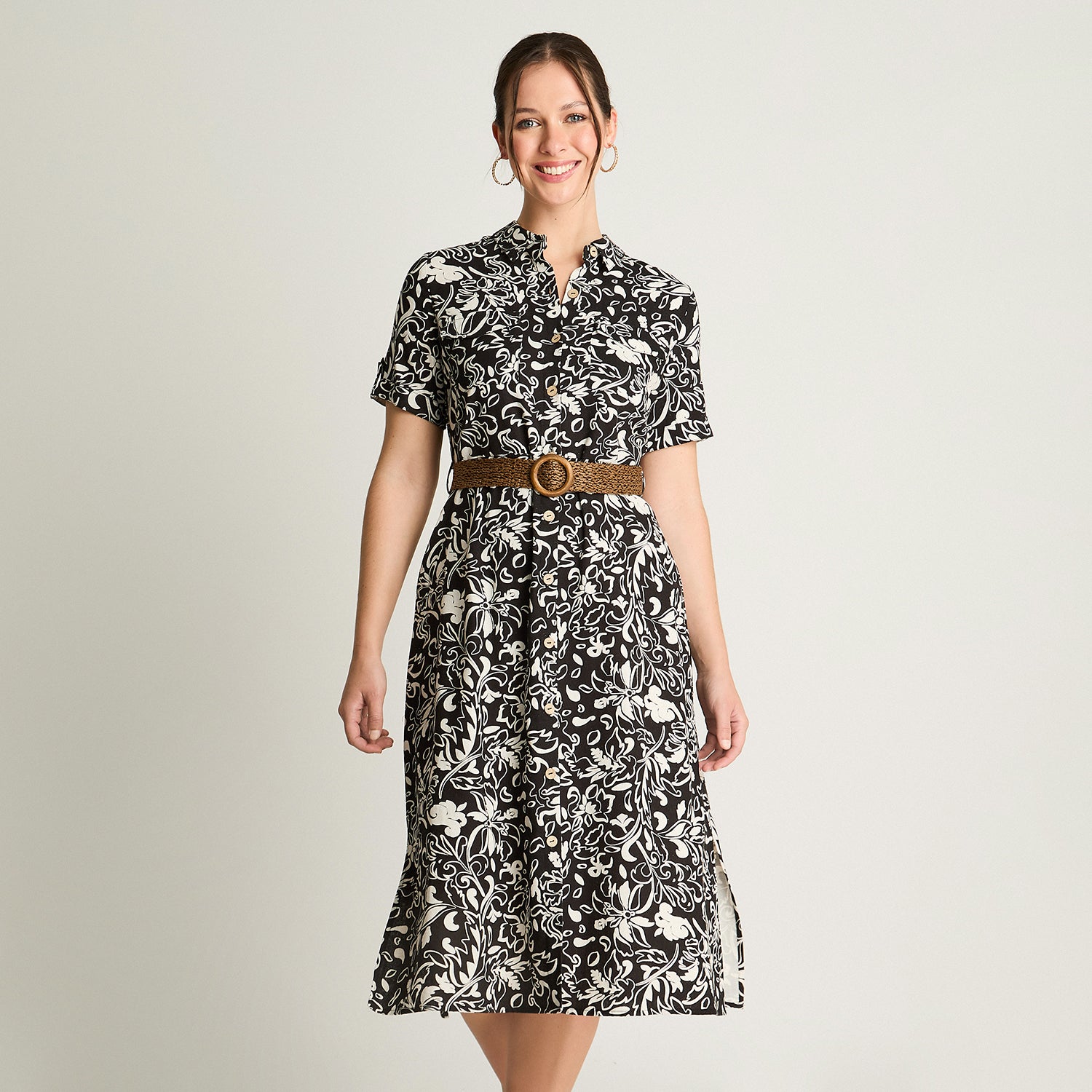 Vestido Midi Estampado Negro Curvi